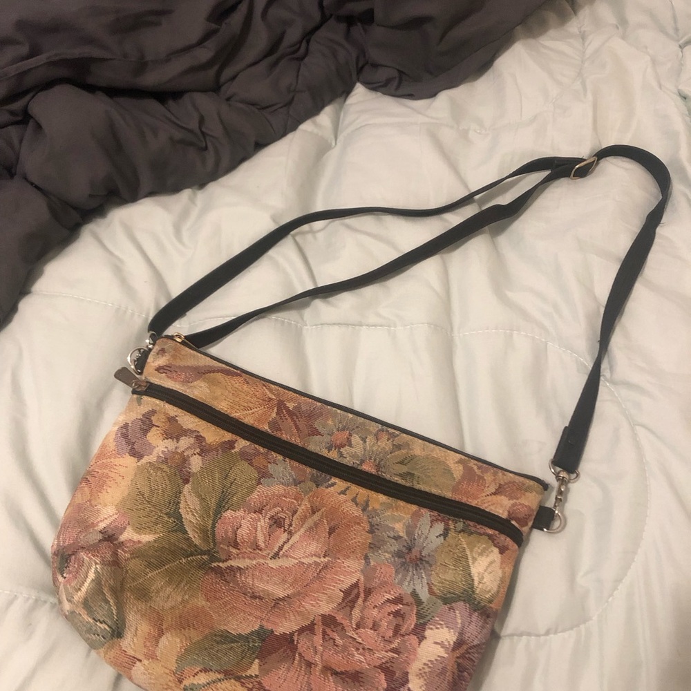Danny K Floral Tapestry Crossbody Bag